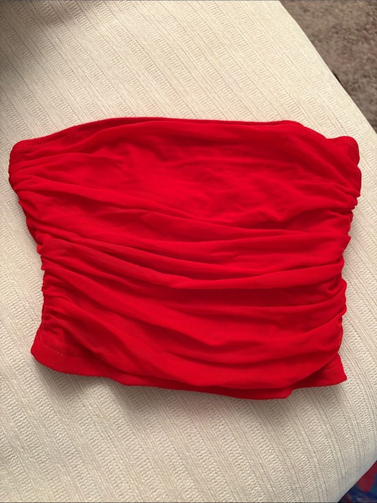 SHEIN Tops - Bright Red Strapless Ruched Top